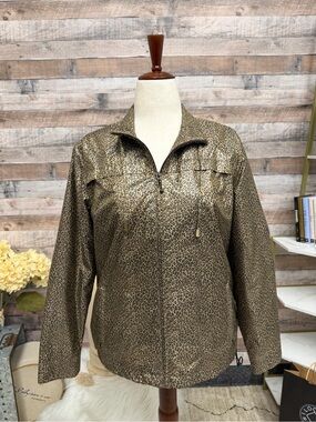 Chico’s Zenergy leopard print metallic windbreaker jacket 2
